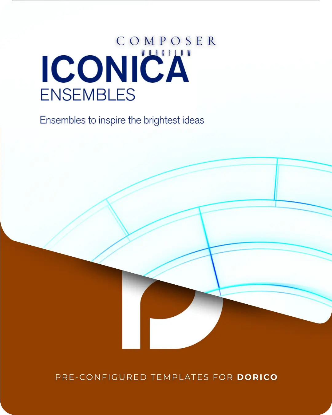 Dorico templates for composers, pre-configured, with ICONICA ENSEMBLES and pale arc motif.