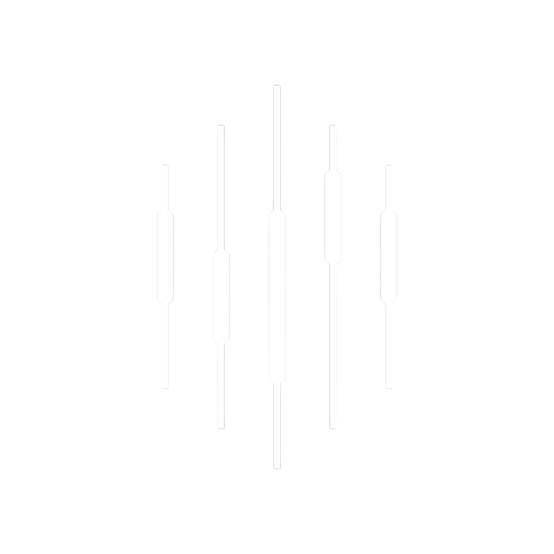 Minimalist white background with pale vertical lines forming a symmetric diamond silhouette.