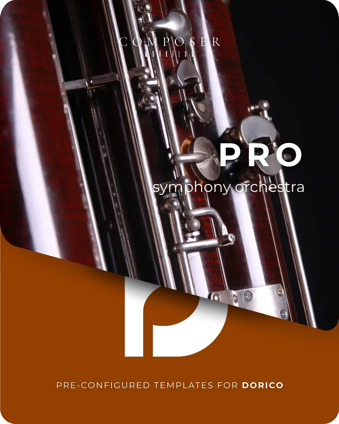 Close-up wind instrument keywork for Dorico Pro Symphony Orchestra templates for orchestral scoring.