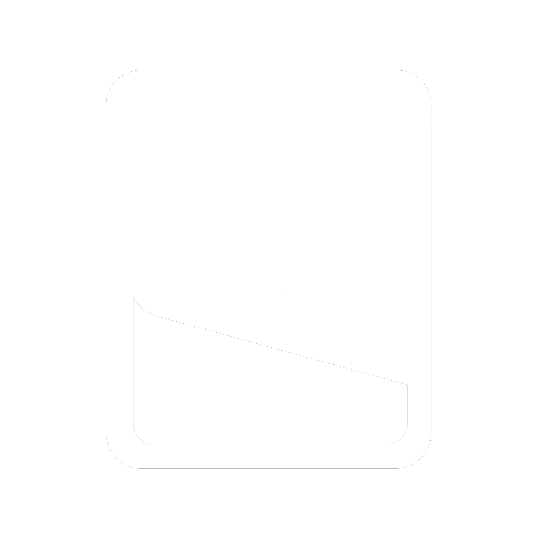Minimalist black and white rounded-rectangle icon with diagonal cut, modern logo-like silhouette.